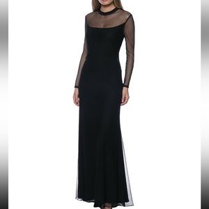 Marina dresses black illusion sheath gown